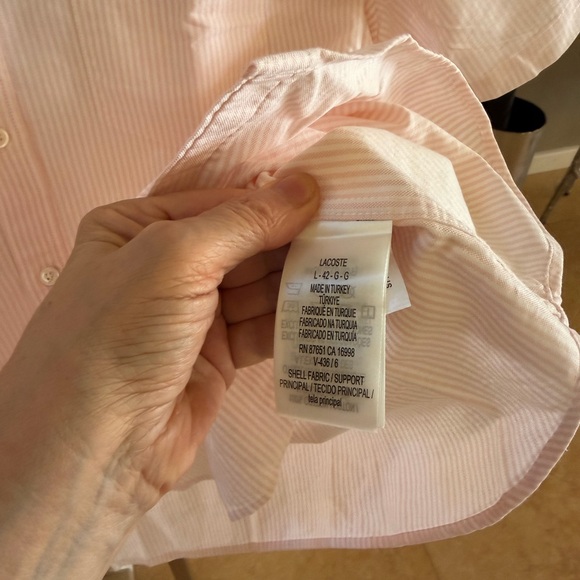 Lacoste Light Pink Pinstripe Short-Sleeve Button-Down Shirt - Picture 11 of 16